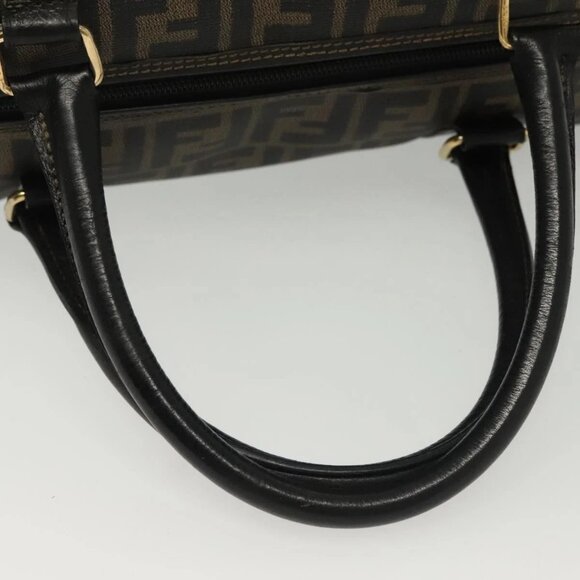 FENDI Zucca Canvas Hand Bag PVC Black Brown Auth 139395 - Picture 8 of 16